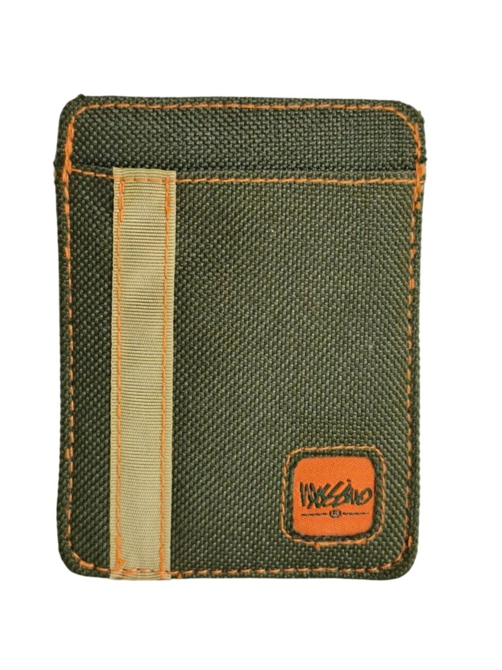 Mossimo Mens ID Card Wallet Military Canvas Olive Green Minimalist Helicopter